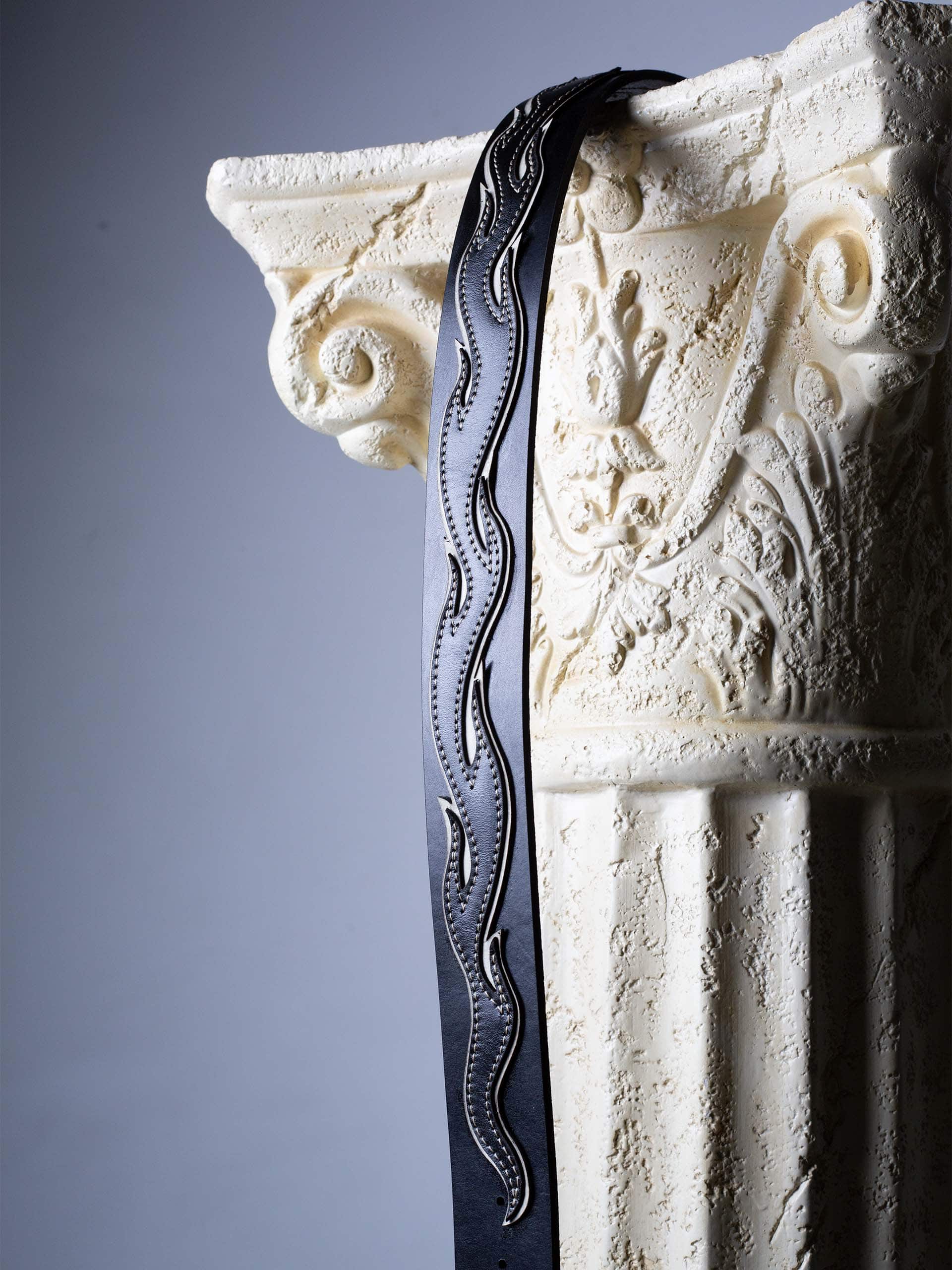 FLAMES black and white flame belt