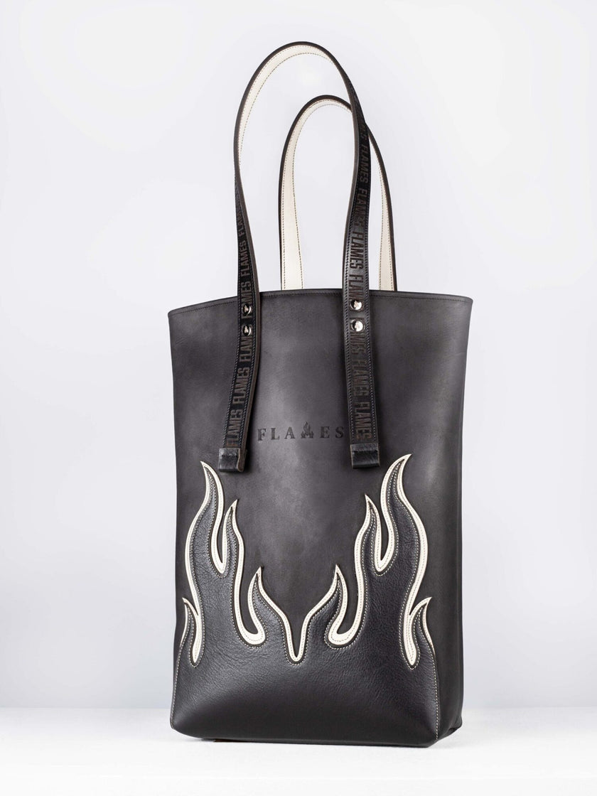 Side view The Black & White Flame shopper