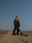 FLAMES leather handbag all black with flames strap