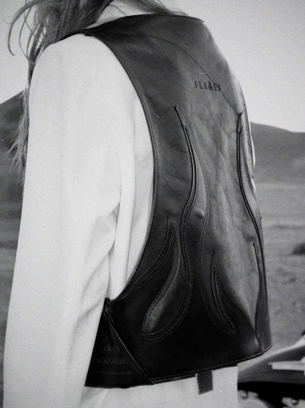handcrafted FLAMES leather waistcoat
