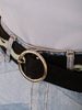 leather belt flames golden buckle