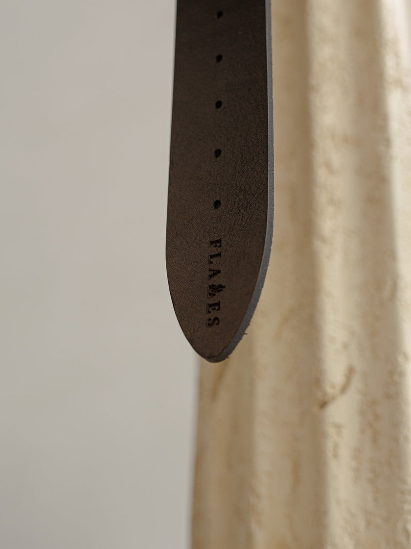 Flames logo engraving belt