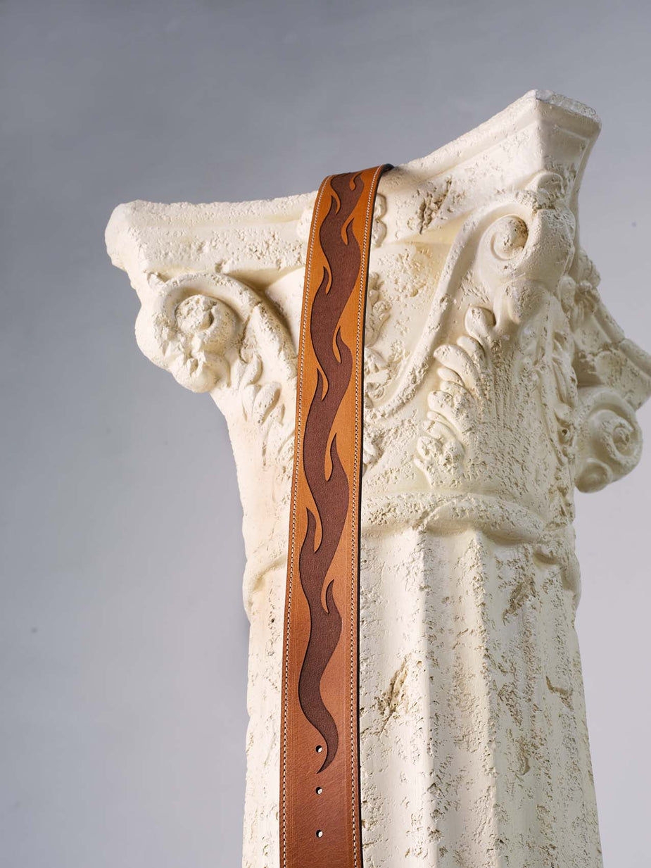 flames belt handmade real leather