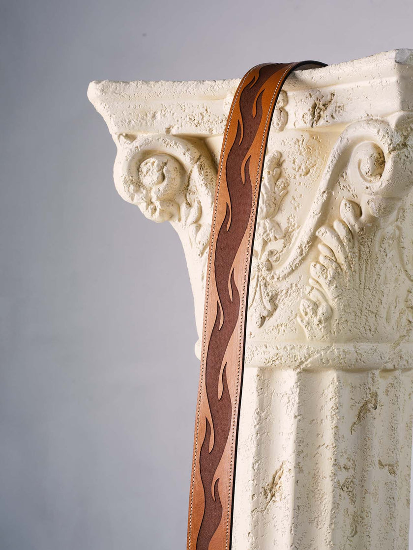 flames belt handmade real leather