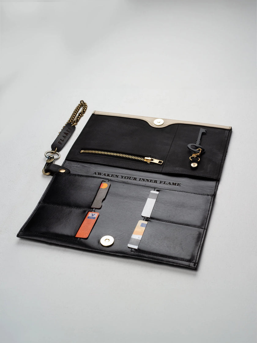 Handcrafted Flame Clutch: Luxury Leather Elegance