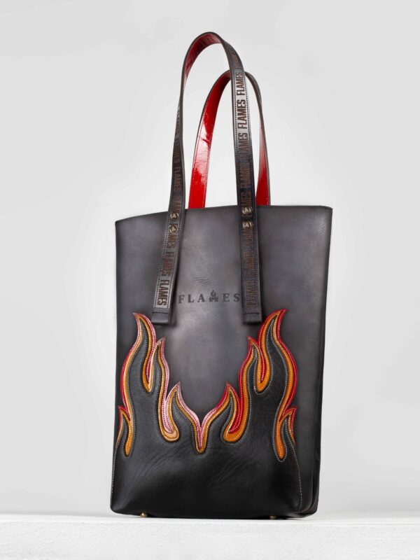 The Ultra Flame leather shopper side view