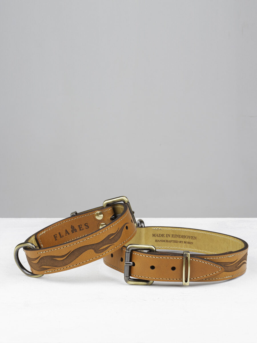 FLAMES-Dog-Collar-Brown