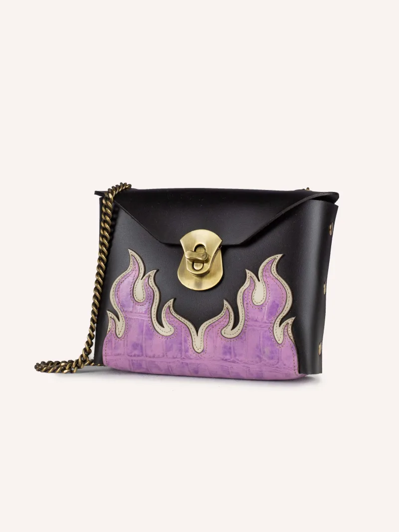 Flames crossbody bag handcrafted The Pink Alligator Flame