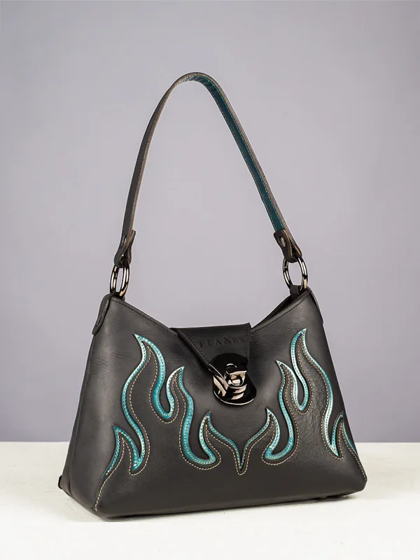 The Lightning Flame handcrafted leather handbag with Flames