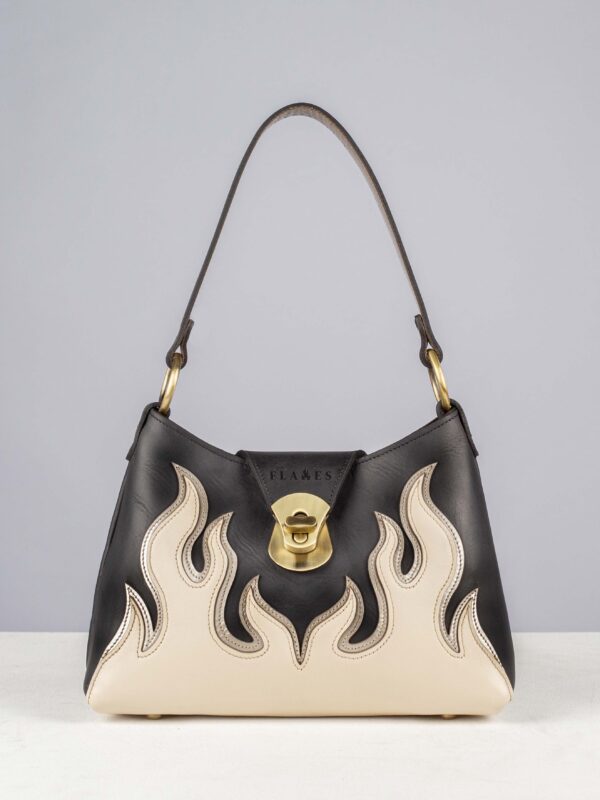 The White Satin handcrafted leather Flame bag