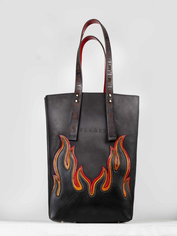 The Ultra Flame leather shopper front view