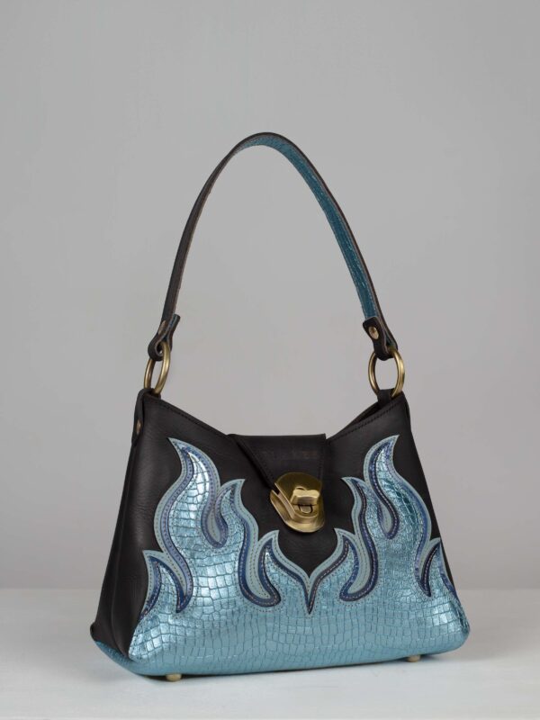 FLAMES bag leather handbag with flames strap