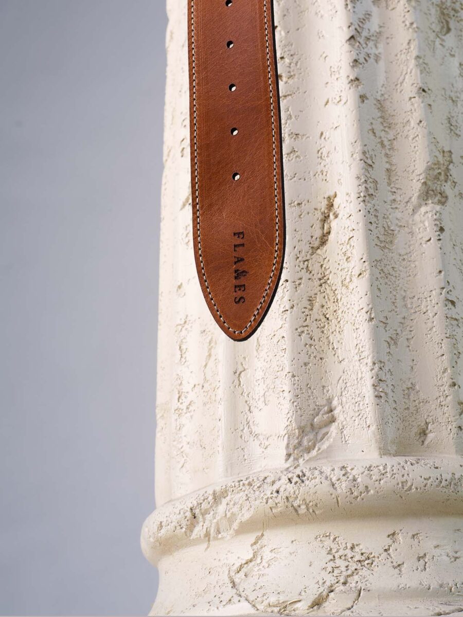 flames belt handmade real leather