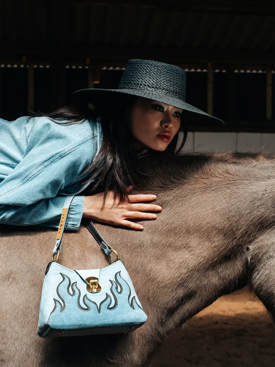 THE LIGHT WASHED DENIM FLAME BAG